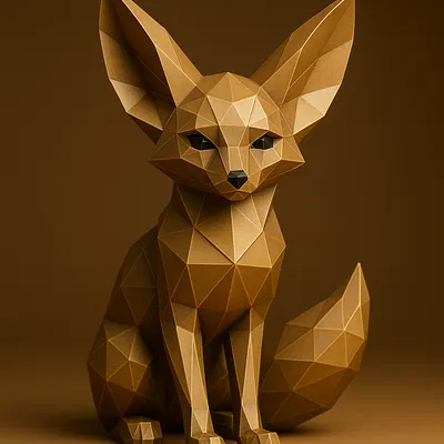 Fennec Fox (Cáo Sa Mạc) Low-Poly – Crystal Facets