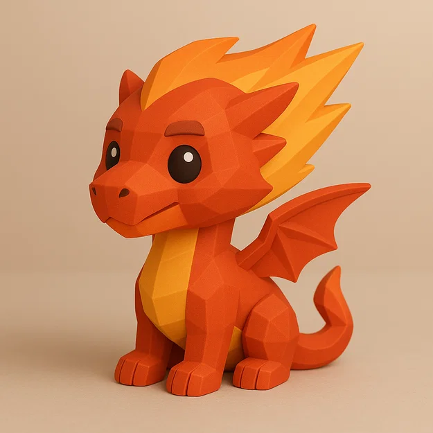 Mini Comet Dragon – Rồng Low-Poly mini bừng sáng như ngọn lửa - Image 1