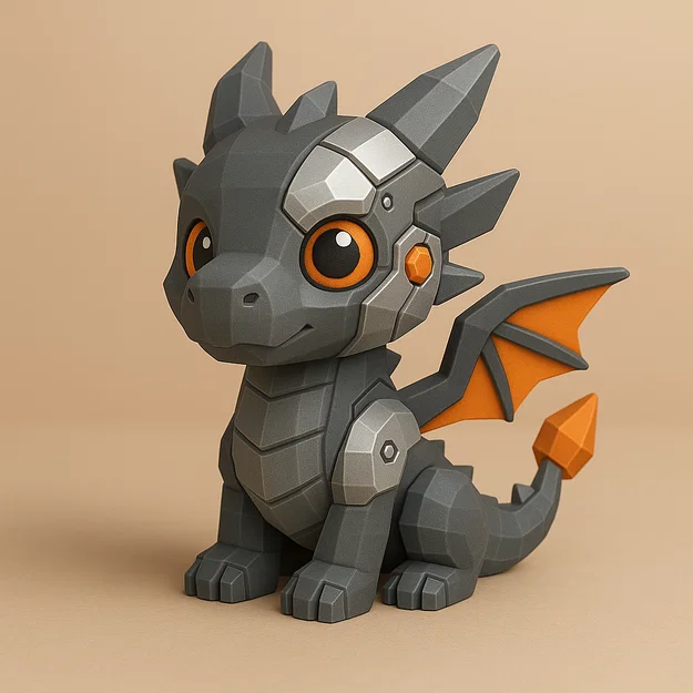 Mini Cyborg Dragon – Rồng low-poly giáp cơ khí mini - Image 1