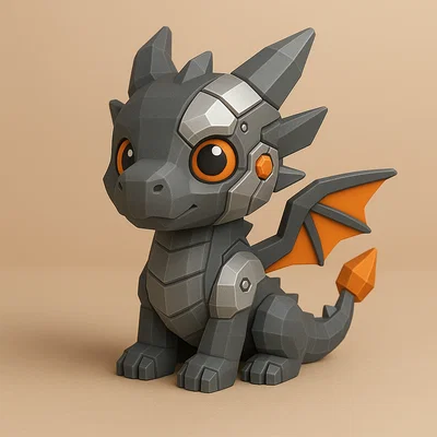 Mini Cyborg Dragon – Rồng low-poly giáp cơ khí mini