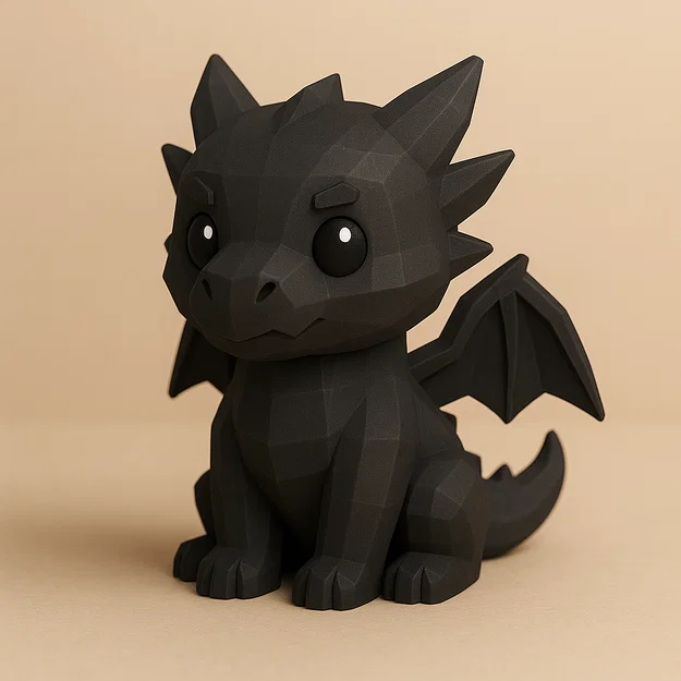 Mini Dark Dragon – Rồng low-poly mini tông đen bí ẩn - Image 1