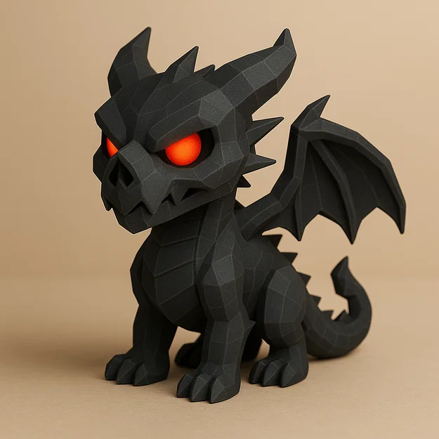 Mini Death Dragon – Rồng Low-Poly Dáng Tấn Công - Image 1