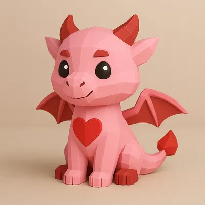 Mini Heart Dragon – Rồng Low-Poly Trái Tim Mini
