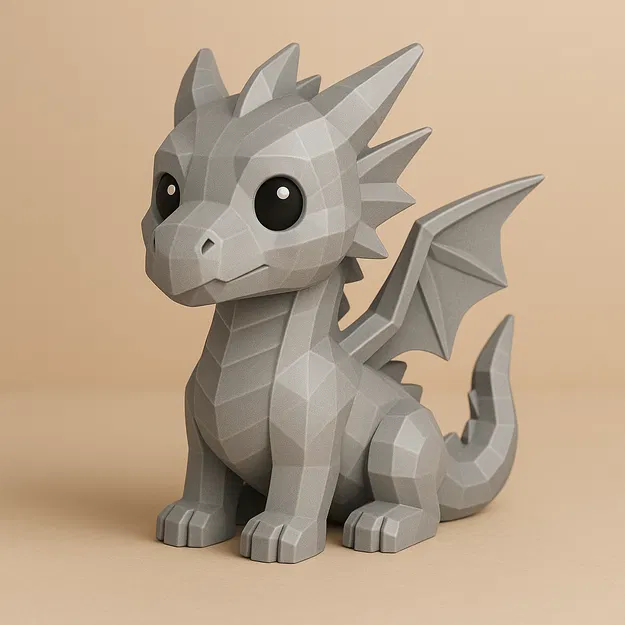 Mini Silver Dragon (Rồng Bạc Mini) – Mô hình low-poly thanh lịch - Image 1