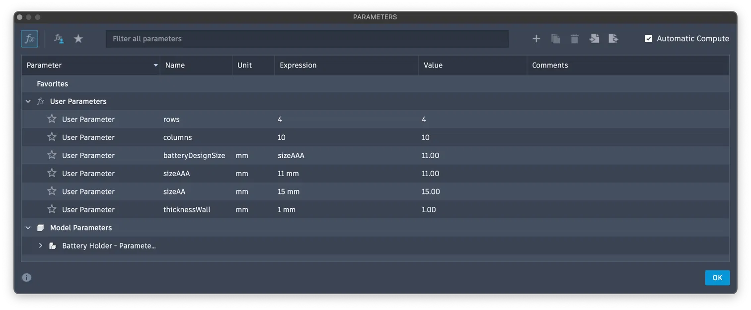Giá đỡ pin đơn giản (AA & AAA) kèm Fusion tham số hóa và file OpenSCAD - Image 2