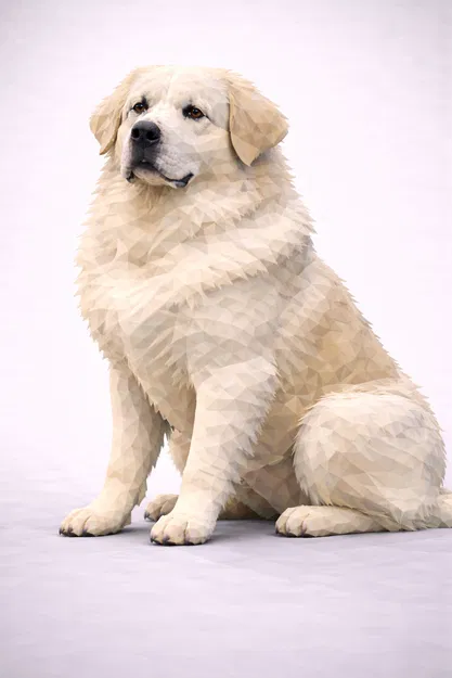 Chó Núi Pyrenees Low Poly - Image 1