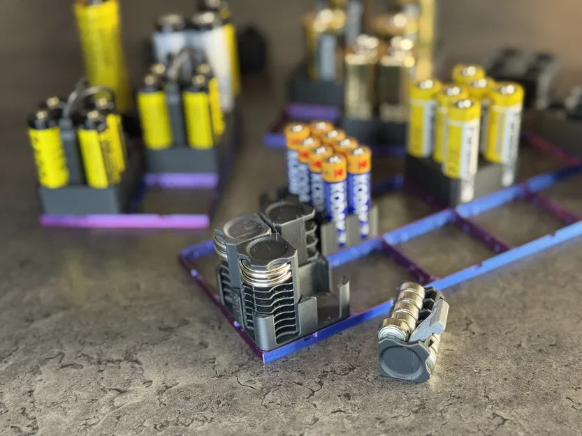 Khay Pin Gridfinity (AAAA/AAA/AA/USB‑C AA/9V/C/D, SR44/LR44/CR2025/CR2032, 18650/21700) - Image 2