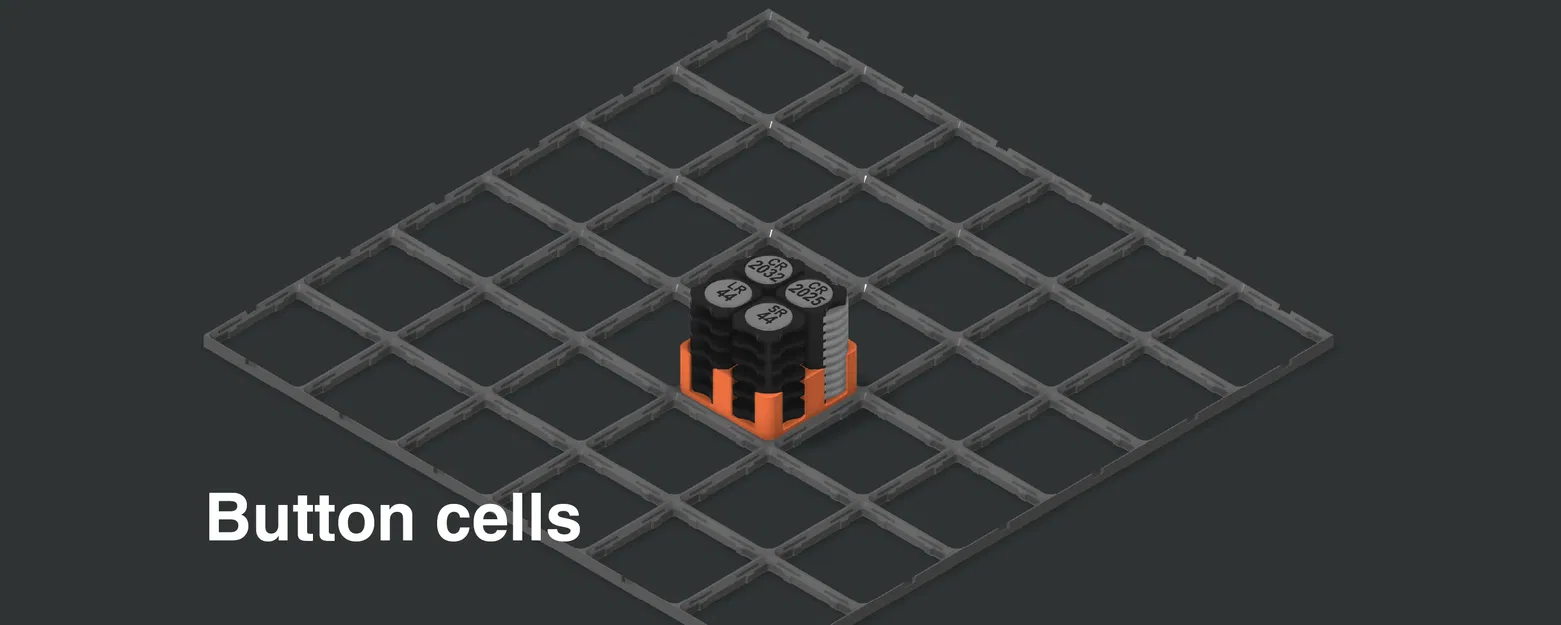 Khay Pin Gridfinity (AAAA/AAA/AA/USB‑C AA/9V/C/D, SR44/LR44/CR2025/CR2032, 18650/21700) - Image 7
