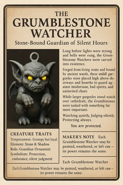 Ornament Gargoyle Cáu Kỉnh – Sinh Vật Gothic Dễ Thương (STL In 3D) - Image 6