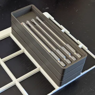 Khay Gridfinity đựng bộ bit driver shank lục giác dài (xếp chồng) 100mm