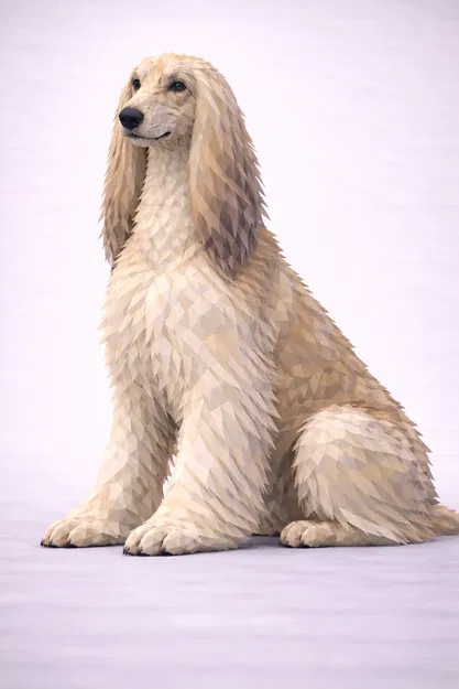 Chó Afghan Hound Low Poly - Image 1