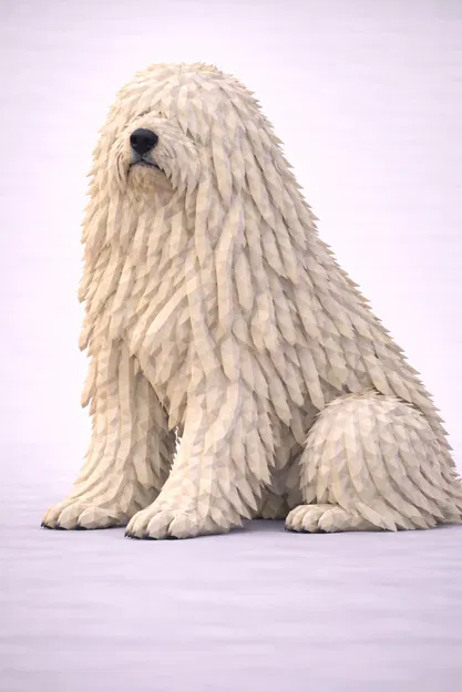Chó Komondor Low Poly - Image 1