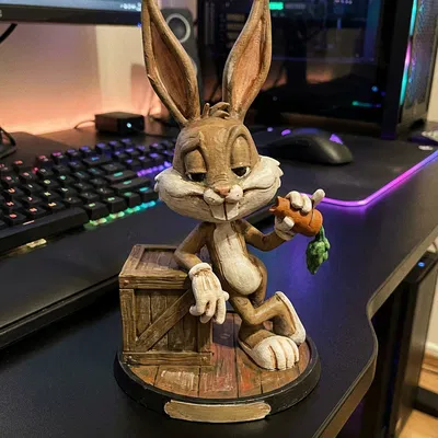 Tượng Thỏ Hoạt Hình Cổ Điển | Thỏ Hoài Niệm Tựa Thùng | Fan Art