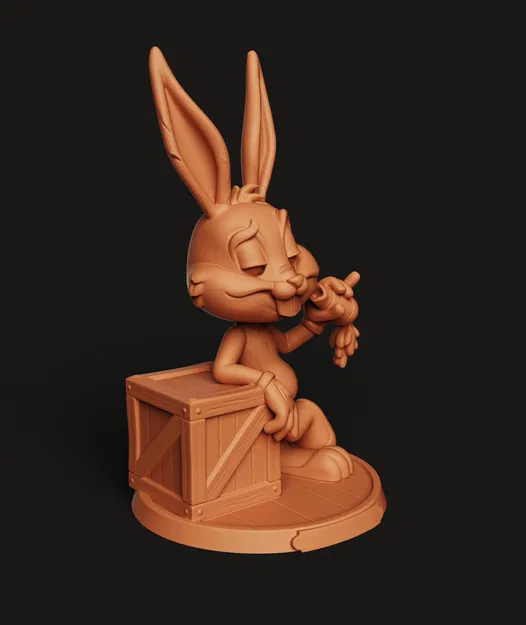 Tượng Thỏ Hoạt Hình Cổ Điển | Thỏ Hoài Niệm Tựa Thùng | Fan Art - Image 2