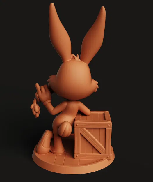 Tượng Thỏ Hoạt Hình Cổ Điển | Thỏ Hoài Niệm Tựa Thùng | Fan Art - Image 4
