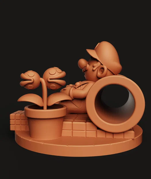 Diorama Mario Ngủ 3D – Ống Xanh & Gạch Super Mario (Nintendo STL) - Image 2