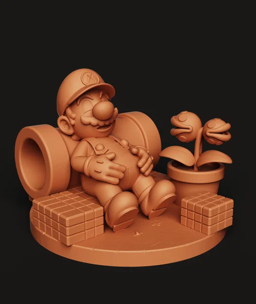 Diorama Mario Ngủ 3D – Ống Xanh & Gạch Super Mario (Nintendo STL) - Image 3