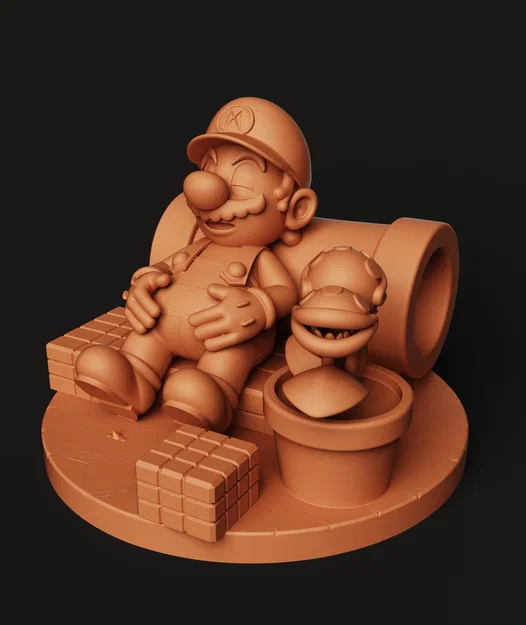Diorama Mario Ngủ 3D – Ống Xanh & Gạch Super Mario (Nintendo STL) - Image 4
