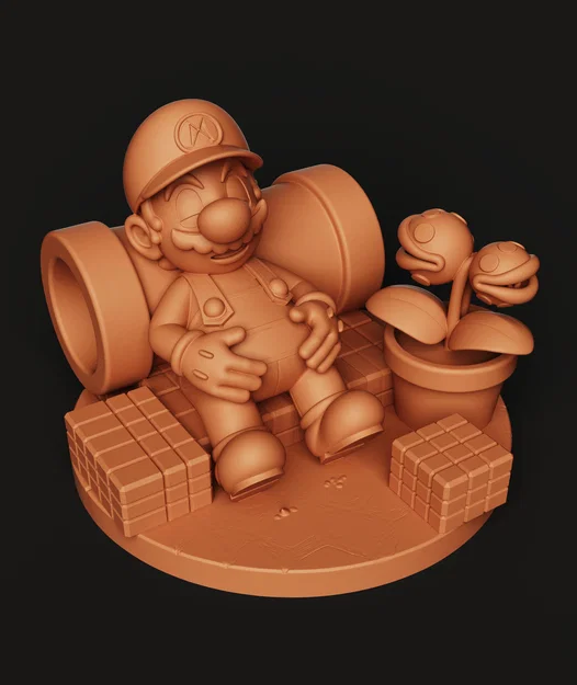Diorama Mario Ngủ 3D – Ống Xanh & Gạch Super Mario (Nintendo STL) - Image 5