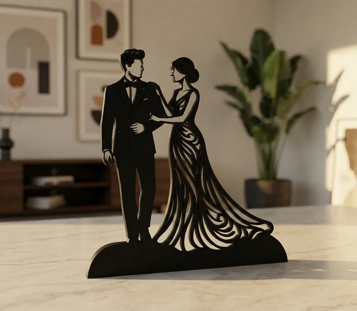 Silhouette Cặp Đôi Thanh Lịch – Decor Nghệ Thuật Hiện Đại - Image 1