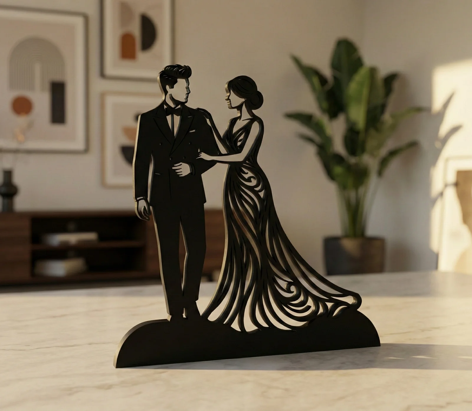 Silhouette Cặp Đôi Thanh Lịch – Decor Nghệ Thuật Hiện Đại 1