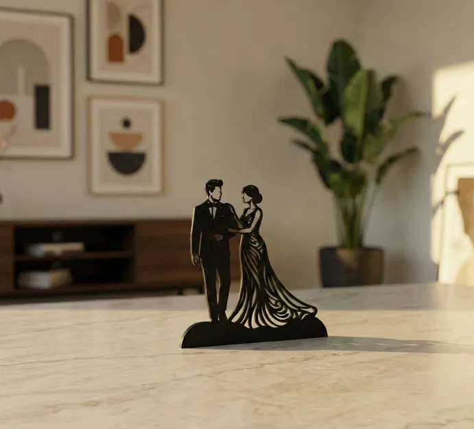 Silhouette Cặp Đôi Thanh Lịch – Decor Nghệ Thuật Hiện Đại - Image 2