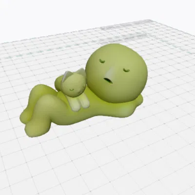 Smiski đang ngủ với lon đặt lên người