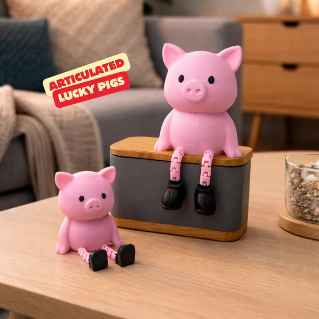 Heo May Mắn Khớp Nối (Articulated) – In Silvester Chuẩn Đẹp / Trang Trí Năm Mới - Image 1