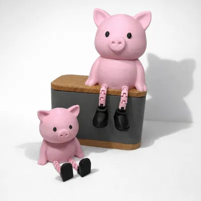 Heo May Mắn Khớp Nối (Articulated) – In Silvester Chuẩn Đẹp / Trang Trí Năm Mới