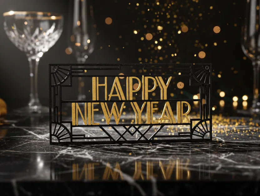 Bảng chữ “Chúc Mừng Năm Mới” phong cách Gatsby (Art Deco) - Image 1