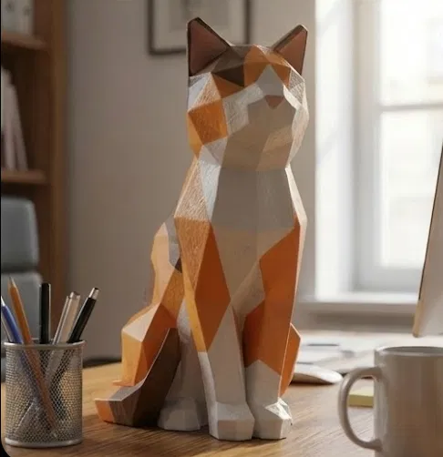 Tượng Mèo Hình Học (Low Poly) - Image 1