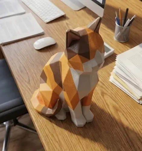 Tượng Mèo Hình Học (Low Poly) - Image 2
