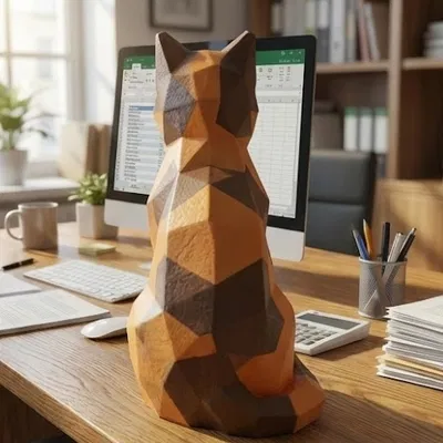 Tượng Mèo Hình Học (Low Poly)