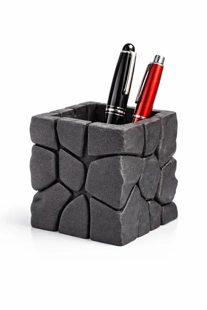 Khối Đá Nham Thạch (Lava Stone Cube) – Ống Cắm Bút Hiện Đại - Image 2