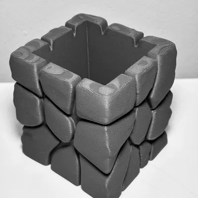 Khối Đá Nham Thạch (Lava Stone Cube) – Ống Cắm Bút Hiện Đại