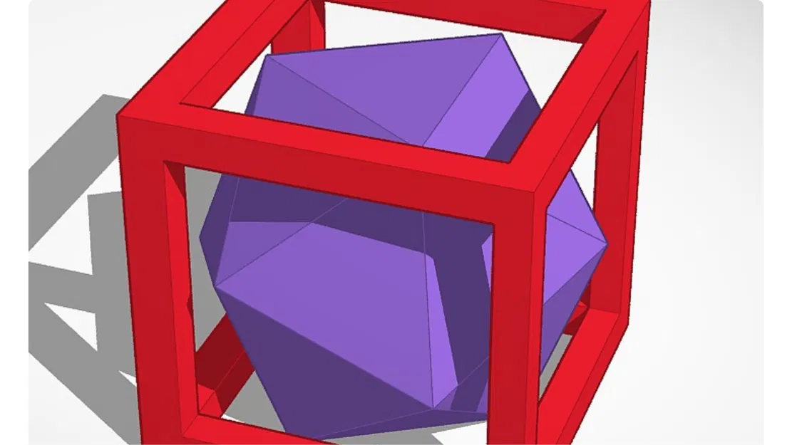 Đồ chơi Fidget: Icosahedron bị nhốt trong khung (frame) hình lập phương - Image 1