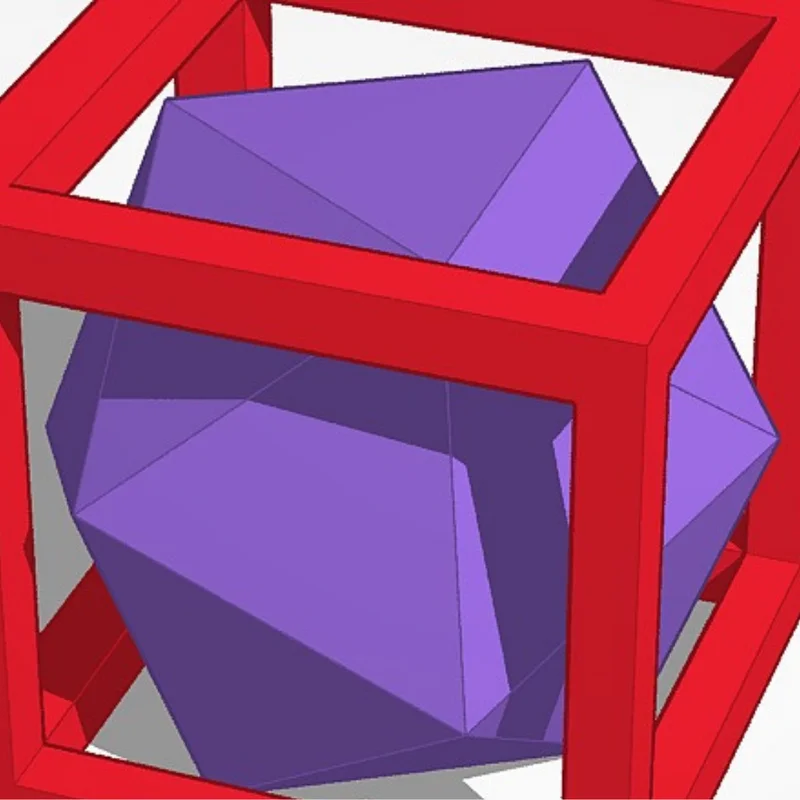 Đồ chơi Fidget: Icosahedron bị nhốt trong khung (frame) hình lập phương