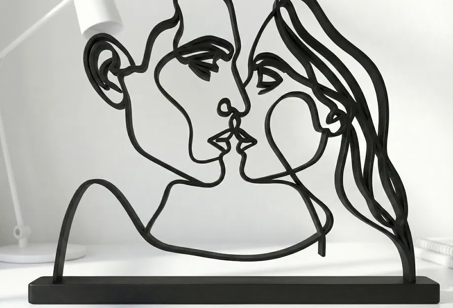 Minimalist Kiss - Decor Tình Yêu Wire Art Nét Liền Hiện Đại - Image 2