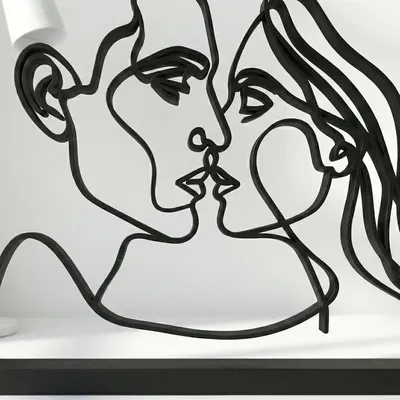 Minimalist Kiss - Decor Tình Yêu Wire Art Nét Liền Hiện Đại