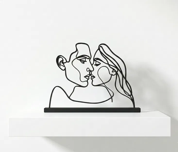 Minimalist Kiss - Decor Tình Yêu Wire Art Nét Liền Hiện Đại - Image 3