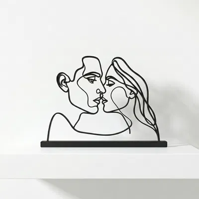 Minimalist Kiss - Decor Tình Yêu Wire Art Nét Liền Hiện Đại