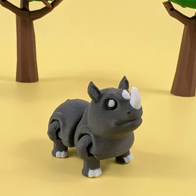 Rhino - Mô hình khớp nối làm móc khóa (Articulated Keychain Figure)