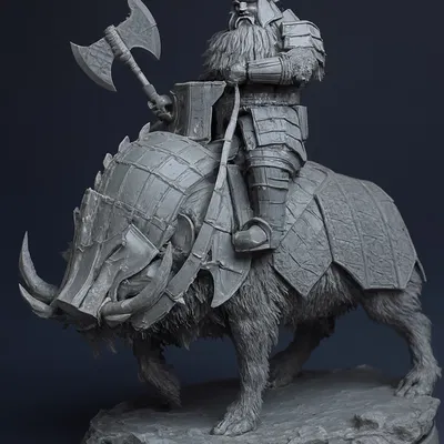Dain Železná noha – Mô hình 3D chiến binh cưỡi thú bọc giáp
