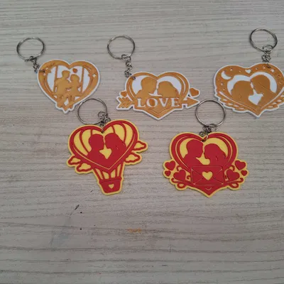 Bộ Móc Khóa Trái Tim Cặp Đôi Đa Màu (MultiColor Couple Hearts Keychain Set)