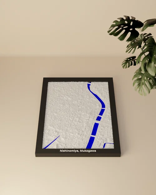 Nishinomiya, Mukogawa (Nhật Bản) - Mô hình 3D thu nhỏ địa hình - Image 1