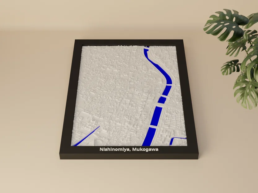 Nishinomiya, Mukogawa (Nhật Bản) - Mô hình 3D thu nhỏ địa hình - Image 2