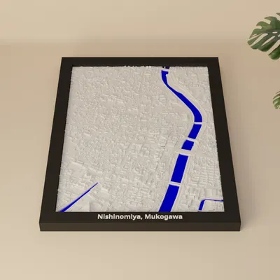 Nishinomiya, Mukogawa (Nhật Bản) - Mô hình 3D thu nhỏ địa hình