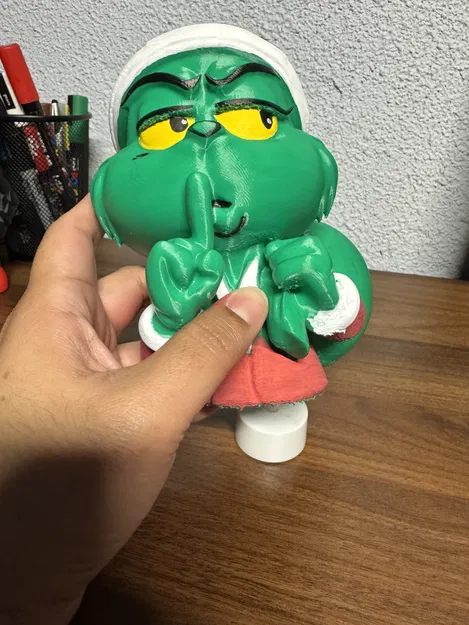 Tượng bán thân Grinch mặc đồ Santa Claus có đèn - Image 4