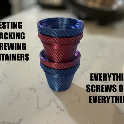 Hộp đựng lồng nhau, xếp chồng và vặn ren (Nesting stacking screwing containers)