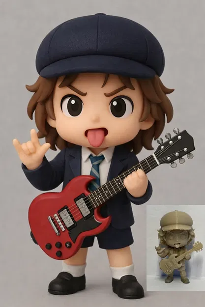 Chibi Angus Young (ACDC) – Tượng 3D Chibi - Image 1